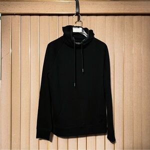 Express High Neck Black Drawstring Hoodie - Long Fit Men’s Medium